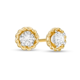 1/6 CT. T.W. Diamond Solitaire Rope Frame Stud Earrings in 10K Gold (I/I3)