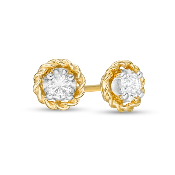 1/6 CT. T.w. Diamond Solitaire Rope Frame Stud Earrings in 10K Gold (I/I3)