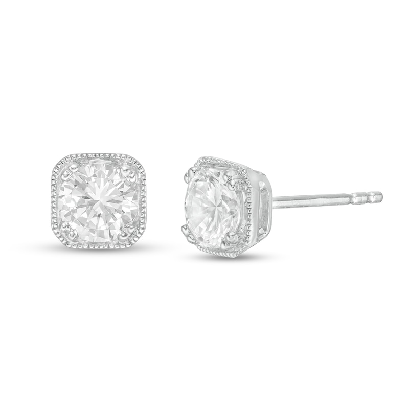 Main Image 1 of 1 CT. T.W. Certified Diamond Solitaire Vintage-Style Frame Stud Earrings in 14K White Gold (I/I2)
