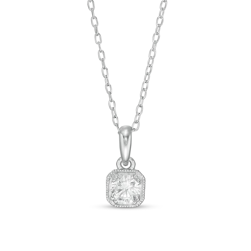 Main Image 1 of 1/4 CT. T.W. Certified Diamond Solitaire Vintage-Style Frame Pendant in 14K White Gold (I/I2)