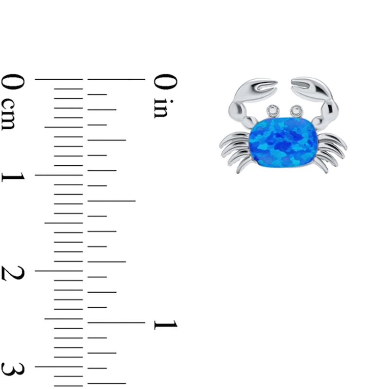 Cushion-Cut Lab-Created Blue Opal Beach Crab Stud Earrings in Sterling Silver