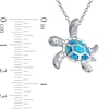 Thumbnail Image 2 of Lab-Created Blue Opal Sea Turtle Pendant in Sterling Silver