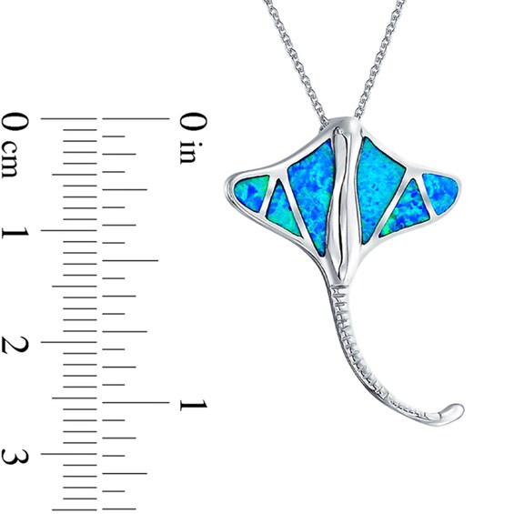 Lab-Created Blue Opal Stingray Pendant in Sterling Silver