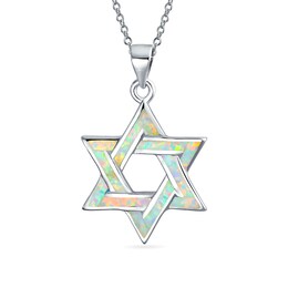 Lab-Created Opal Star of David Pendant in Sterling Silver