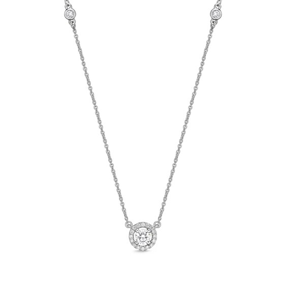 3/8 CT. T.W. Diamond Frame Station Necklace in 14K White Gold (H/SI1) 3/8 CT. T.W. Diamond Frame Station Necklace in 14K White Gold (H/SI1)