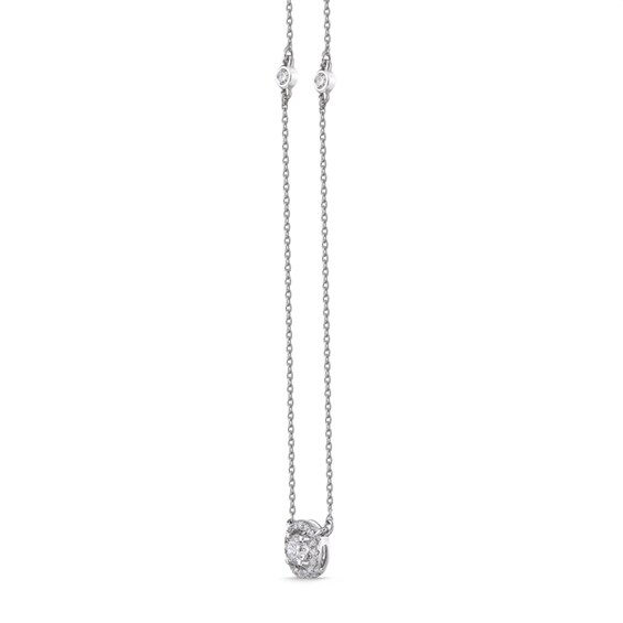 3/8 CT. T.W. Diamond Frame Station Necklace in 14K White Gold (H/SI1) 3/8 CT. T.W. Diamond Frame Station Necklace in 14K White Gold (H/SI1)