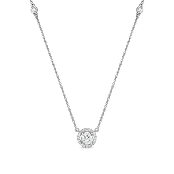 5/8 CT. T.W. Diamond Frame Station Necklace in 14K White Gold (H/SI1) 5/8 CT. T.W. Diamond Frame Station Necklace in 14K White Gold (H/SI1)