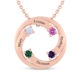 Mother's Birthstone Engravable Swirling Circle Pendant (2-4 Stones and Names)