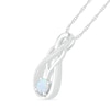 Thumbnail Image 1 of Lab-Created Opal and 1/20 CT. T.W. Diamond Overlay Infinity Pendant in Sterling Silver