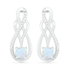Thumbnail Image 1 of Lab-Created Opal and 1/20 CT. T.W. Diamond Infinity Overlay Drop Earrings in Sterling Silver