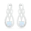 Thumbnail Image 0 of Lab-Created Opal and 1/20 CT. T.W. Diamond Infinity Overlay Drop Earrings in Sterling Silver