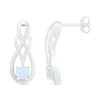 Thumbnail Image 3 of Lab-Created Opal and 1/20 CT. T.W. Diamond Infinity Overlay Drop Earrings in Sterling Silver