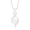 Thumbnail Image 1 of Heart-Shaped White Lab-Created Sapphire and Diamond Accent Infinity Flame Pendant in Sterling Silver