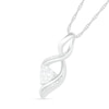 Thumbnail Image 2 of Heart-Shaped White Lab-Created Sapphire and Diamond Accent Infinity Flame Pendant in Sterling Silver