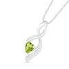 Thumbnail Image 1 of Heart-Shaped Peridot and Diamond Accent Infinity Flame Pendant in Sterling Silver