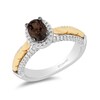 Thumbnail Image 1 of Enchanted Disney Pocahontas Oval Smoky Quartz and 1/3 CT. T.W. Diamond Frame Engagement Ring in 14K Two-Tone Gold