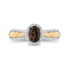 Thumbnail Image 4 of Enchanted Disney Pocahontas Oval Smoky Quartz and 1/3 CT. T.W. Diamond Frame Engagement Ring in 14K Two-Tone Gold