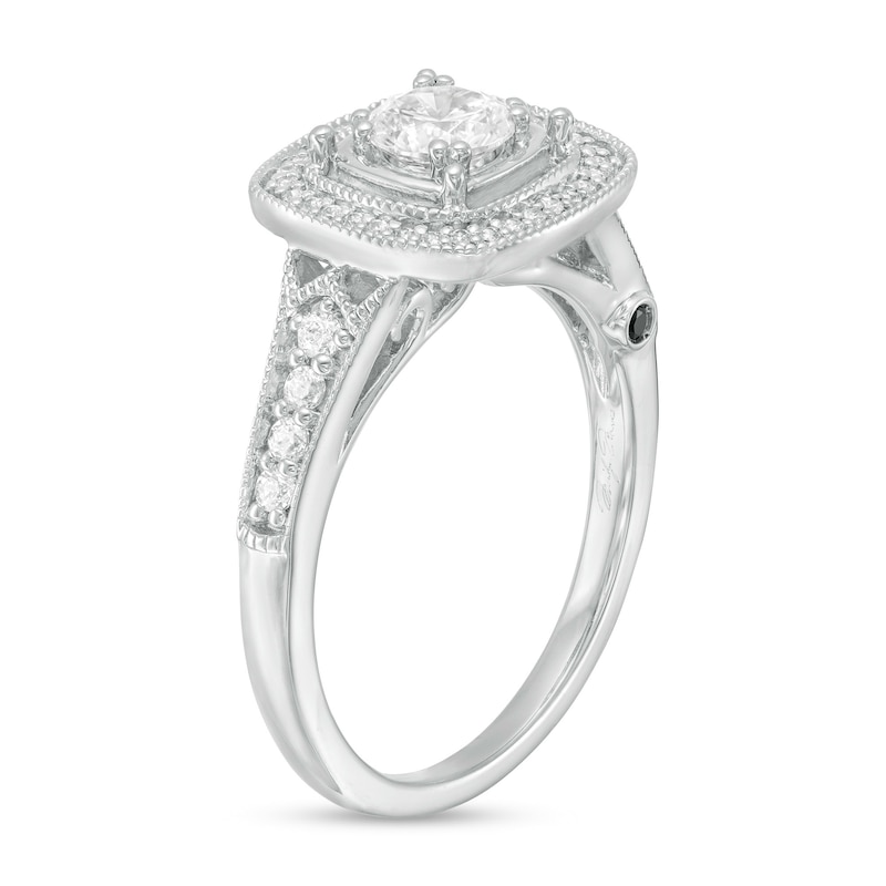 Main Image 2 of Marilyn Monroe™ Collection 3/4 CT. T.W. Diamond Cushion Frame Engagement Ring in 14K White Gold