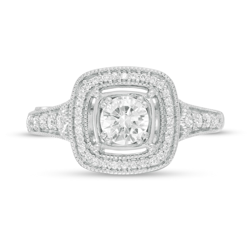Marilyn Monroe™ Collection 3/4 CT. T.W. Diamond Cushion Frame Engagement Ring in 14K White Gold