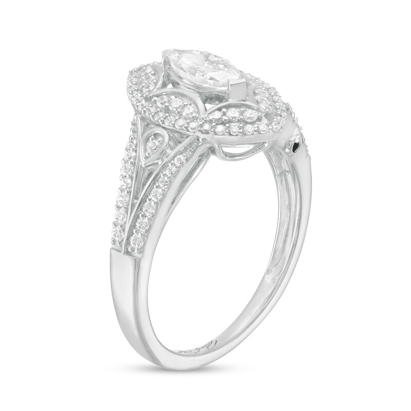 Marilyn Monroe™ Collection 3/4 CT. T.W. Marquise Diamond Frame Art Deco Engagement Ring in 14K White Gold