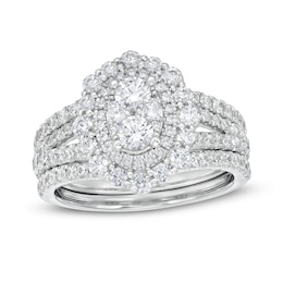 1-3/4 CT. T.W. Composite Diamond Ornate Frame Split Shank Three Piece Bridal Set in 14K White Gold