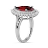 Thumbnail Image 2 of Pear-Shaped Garnet and White Lab-Created Sapphire Double Shadow Frame Split Shank Ring in Sterling Silver