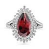 Thumbnail Image 3 of Pear-Shaped Garnet and White Lab-Created Sapphire Double Shadow Frame Split Shank Ring in Sterling Silver