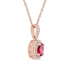 Thumbnail Image 2 of Oval Ruby and 1/20 CT. T.W. Diamond Framed Vintage-Style Drop Pendant in 10K Rose Gold