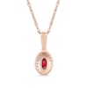 Thumbnail Image 3 of Oval Ruby and 1/20 CT. T.W. Diamond Framed Vintage-Style Drop Pendant in 10K Rose Gold