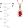 Thumbnail Image 4 of Oval Ruby and 1/20 CT. T.W. Diamond Framed Vintage-Style Drop Pendant in 10K Rose Gold