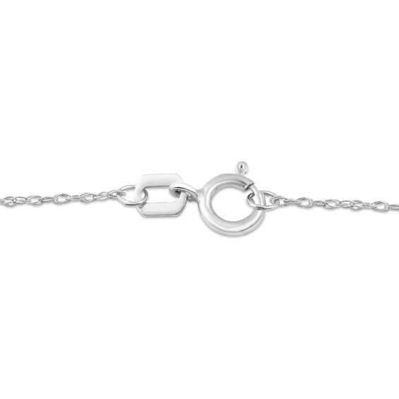 Oval Blue Sapphire and 1/20 CT. T.w. Baguette and Round Diamond Stacked Top Accent Pendant in 10K White Gold