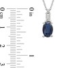 Thumbnail Image 5 of Oval Blue Sapphire and 1/20 CT. T.W. Baguette and Round Diamond Stacked Top Accent Pendant in 10K White Gold