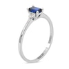 Thumbnail Image 2 of Emerald-Cut Blue Sapphire and 1/15 CT. T.W. Diamond Three Stone Grooved Ring in 10K White Gold