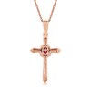 Thumbnail Image 3 of Oval Ruby and 1/20 CT. T.W. Diamond Frame Layered Cross Pendant in 10K Rose Gold