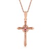 Thumbnail Image 2 of Oval Ruby and 1/20 CT. T.W. Diamond Frame Layered Cross Pendant in 10K Rose Gold