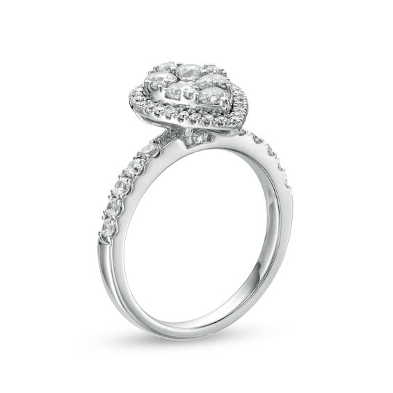 1-1/4 CT. T.w. Composite Pear Diamond Frame Engagement Ring in 14K White Gold