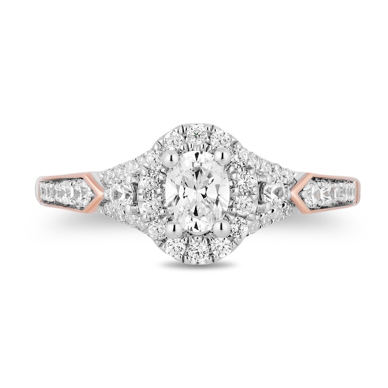 Enchanted Disney Aurora 7/8 CT. T.w. Oval Diamond Frame Engagement Ring in 14K Two-Tone Gold