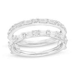 Vera Wang Love Collection 1/2 CT. T.W. Baguette and Round Diamond Solitaire Enhancer in 14K White Gold