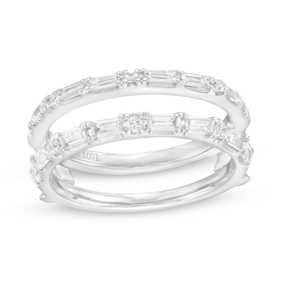 Vera Wang Love Collection 1/2 CT. T.w. Baguette and Round Diamond Solitaire Enhancer in 14K White Gold