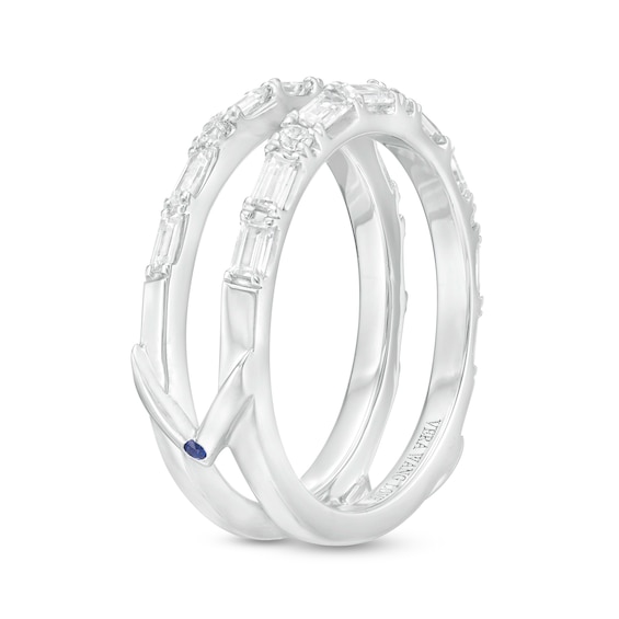 Vera Wang Love Collection 1/2 CT. T.w. Baguette and Round Diamond Solitaire Enhancer in 14K White Gold