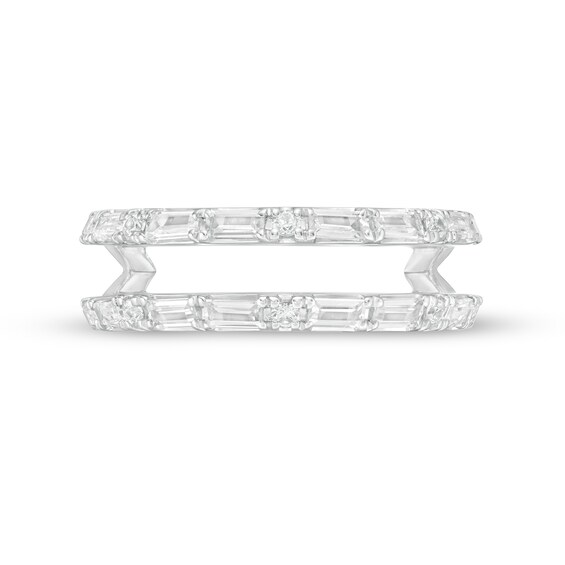 Vera Wang Love Collection 1/2 CT. T.w. Baguette and Round Diamond Solitaire Enhancer in 14K White Gold