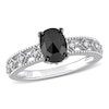 1 CT. T.W. Enhanced Black and White Diamond Vintage-Style Engagement Ring in 10K White Gold