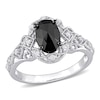 1 CT. T.W. Enhanced Black and White Diamond Frame Vintage-Style Engagement Ring in 10K White Gold