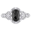 1 CT. T.W. Enhanced Black and White Diamond Frame Vintage-Style Engagement Ring in 10K White Gold