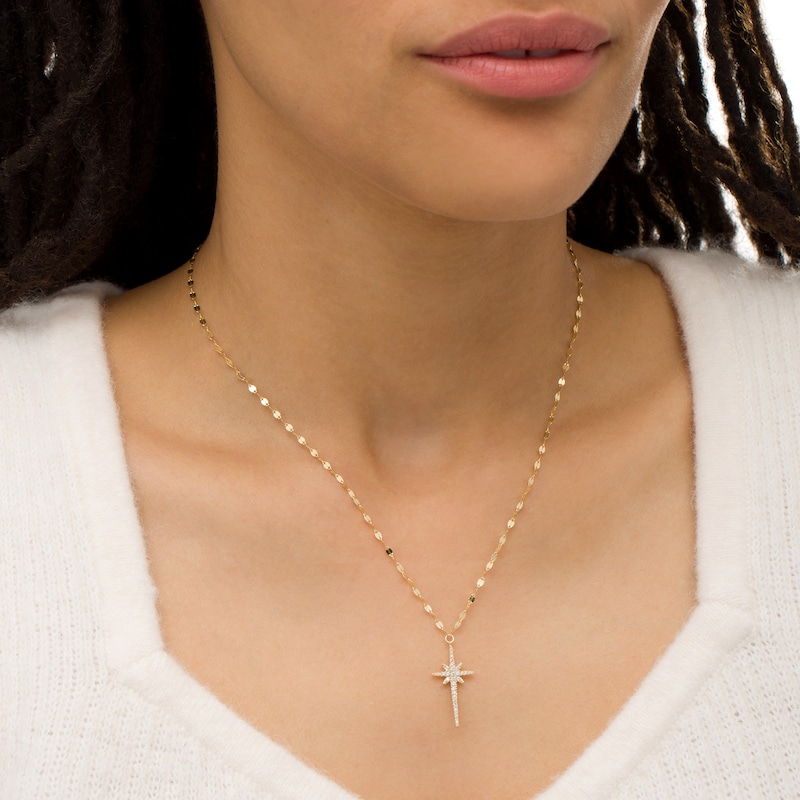 Main Image 2 of 1/6 CT. T.W. Diamond Elongated North Star Necklace in 10K Gold