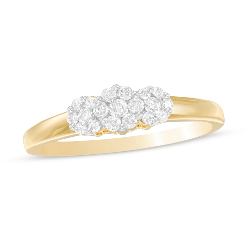 Main Image 1 of 1/4 CT. T.W. Diamond Three Stone Flower Ring in 10K Gold