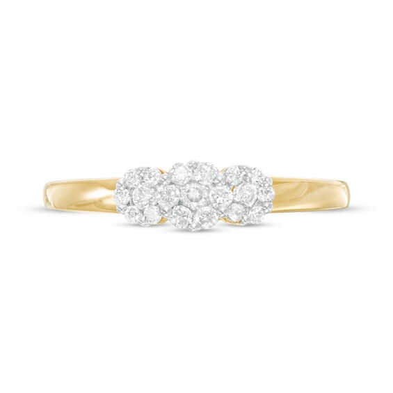 1/4 CT. T.w. Diamond Three Stone Flower Ring in 10K Gold