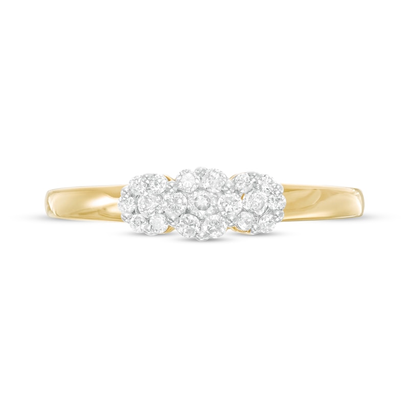 Main Image 4 of 1/4 CT. T.W. Diamond Three Stone Flower Ring in 10K Gold