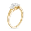 1/2 CT. T.W. Diamond Three Stone Flower Frame Ring in 10K Gold