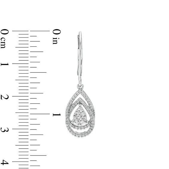 1/2 CT. T.w. Composite Diamond Double Pear-Shaped Frame Drop Earrings in 10K White Gold